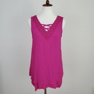 JohnPaulRichard Fuchsia Boho Crochet Tunic